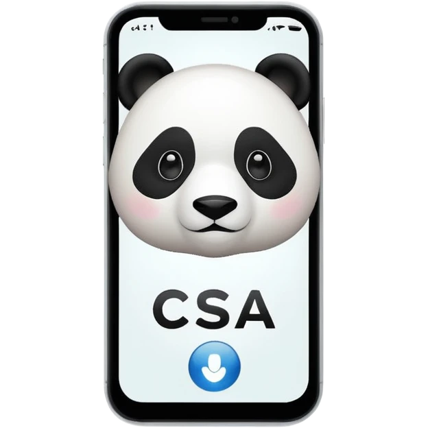phone with panda icon and "csa" written on the screen emoji
