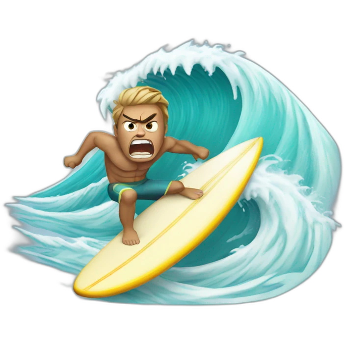 angry surfer on a surfboard emoji