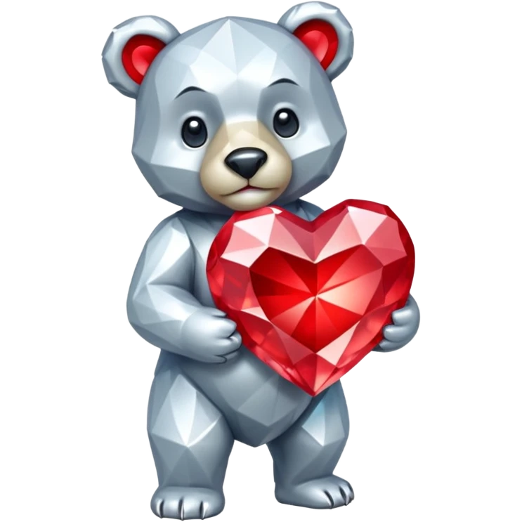 diamond bear with a red heart de cuerpo entero emoji