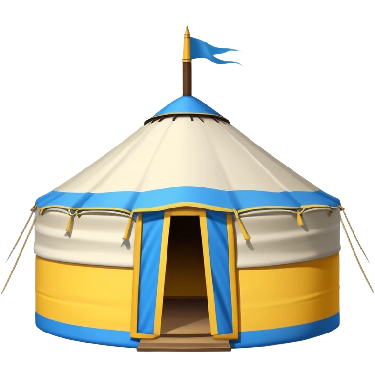 Mongolian yurt tent home, simplified emoji style with bold outlines and bright colors, cartoon style round tent emoji