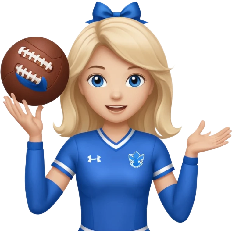 football cheerleader, holding a cheering ball, blue emoji