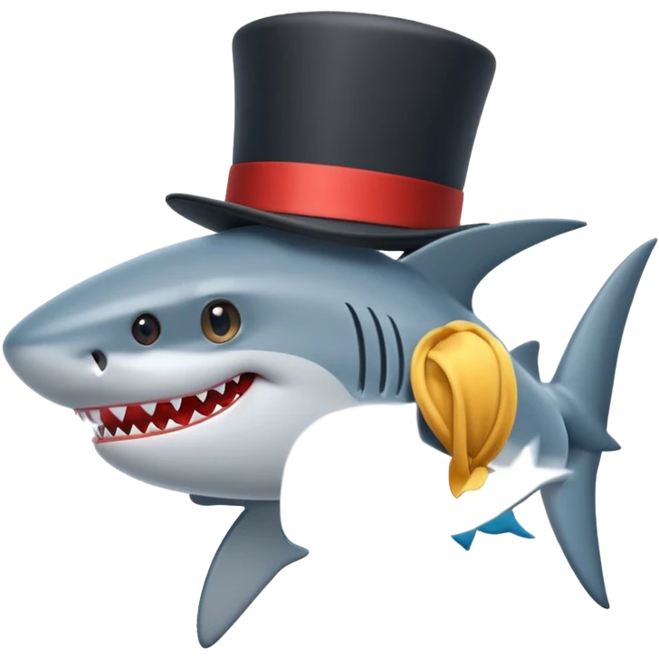 Shark with a top hat emoji
