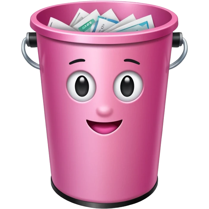 glittery pink shiny office trashcan emoji