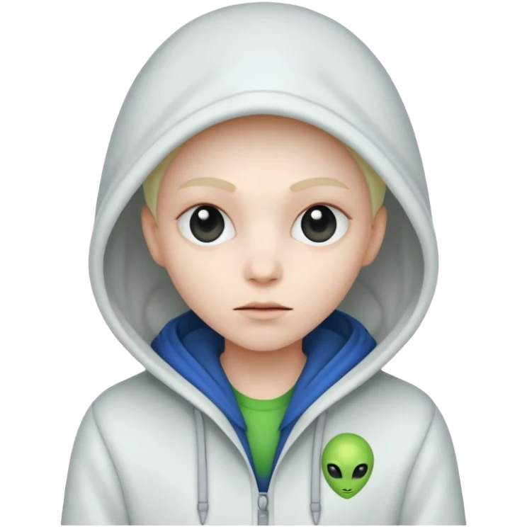 alien, super White Coat with Hoodie  emoji