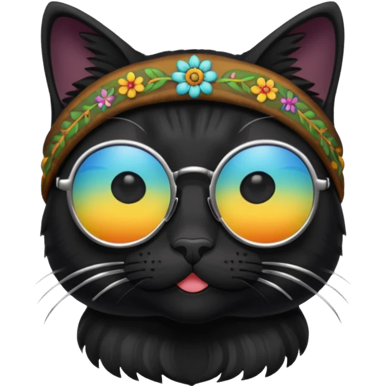 Black cat with hippie sunglasses emoji