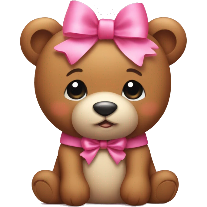 cute teddybear with pink bow on head emoji