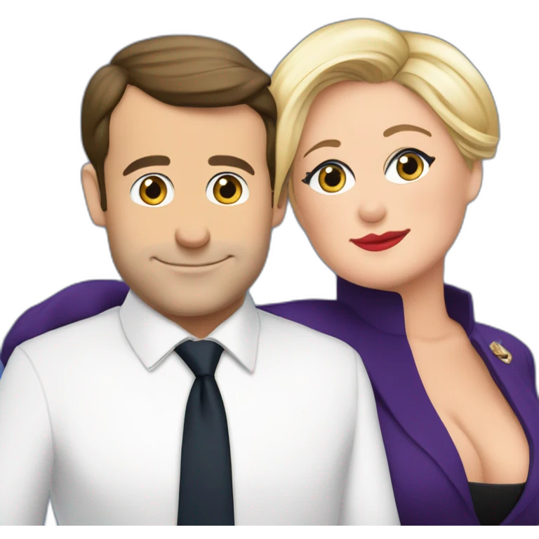 Macron et marine le Pen font un bisou emoji