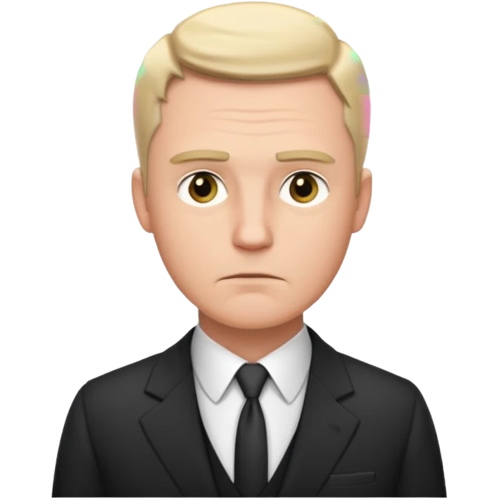 white man in formal suit in thought, in thought, one raised eyebrow emoji