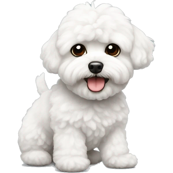 White maltipoo with black ear fur emoji