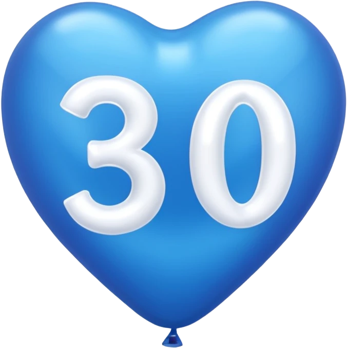 balloons with thirty 30 shape in blue emoji