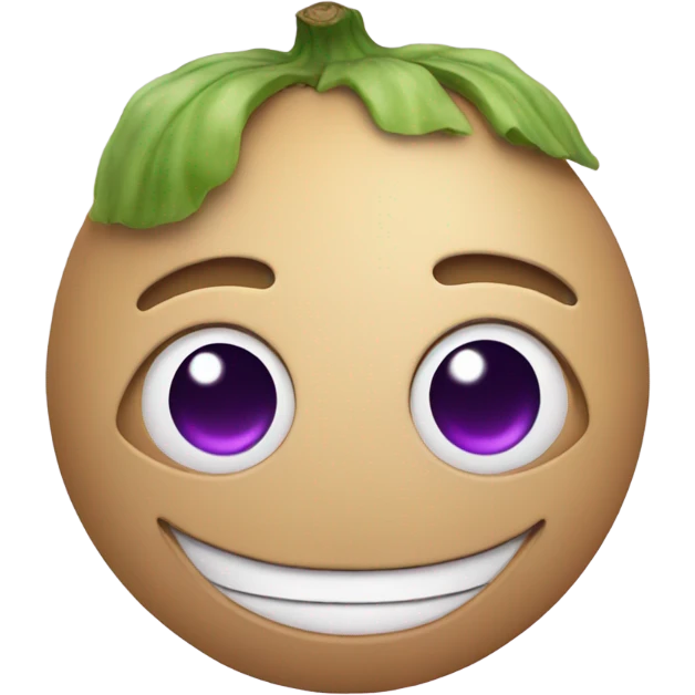 Smiling emoji with egg plant eyes  emoji