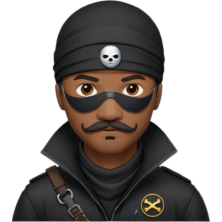 african-american mustache mercenary black asymmetrical eyepatch ninja hacker terminal command center emoji