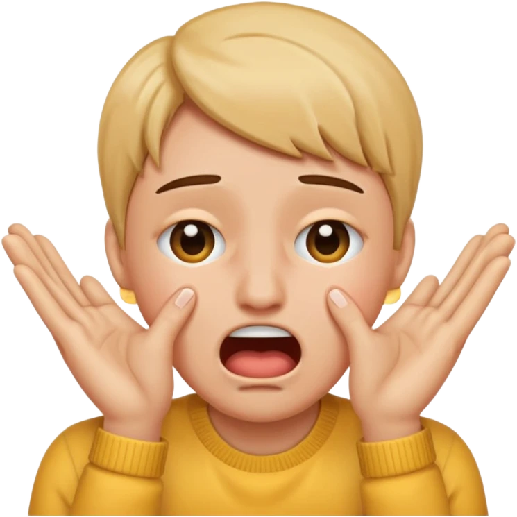 Emoji who is criing with hands on face gesturing criing emoji