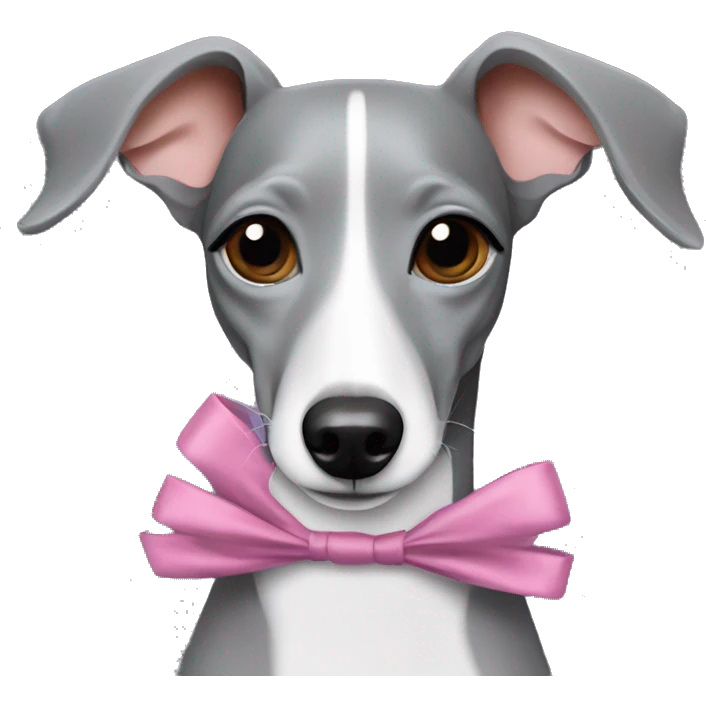 Grey Italian greyhound with bows emoji