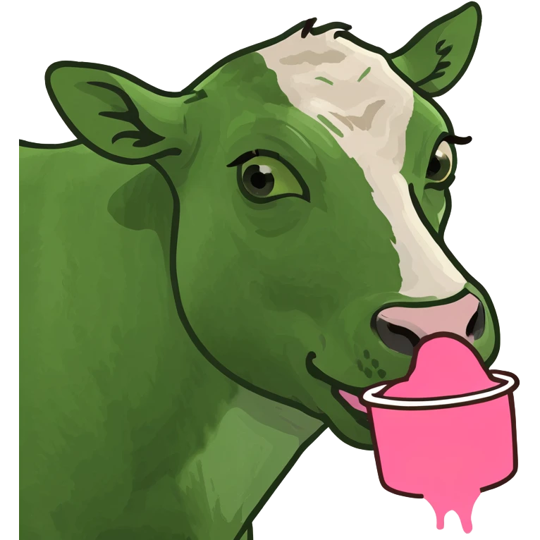 female Cow eating pink slop emoji