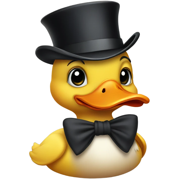 happy duck wearing a tophat emoji