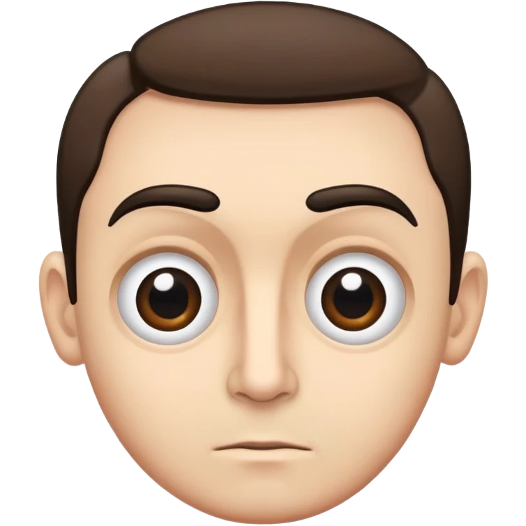 A man with a unibrow and receding hair on the sides, with large eyes and a relatively angular face.

 emoji