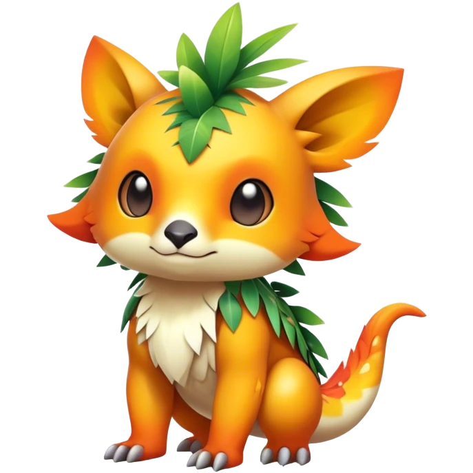 Cute cool colorful fantasy tropical animal hybrid Fakemon full body emoji