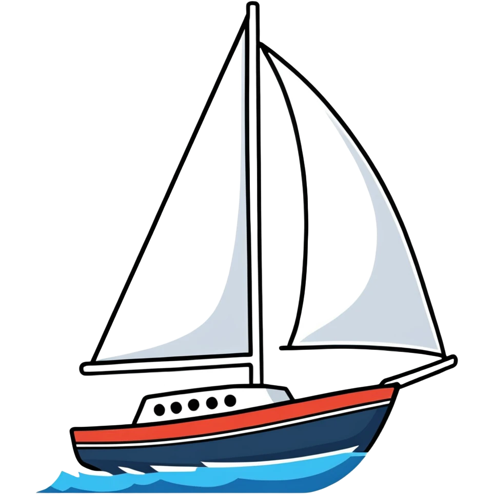 sailboat with visible rudder and white sails emoji