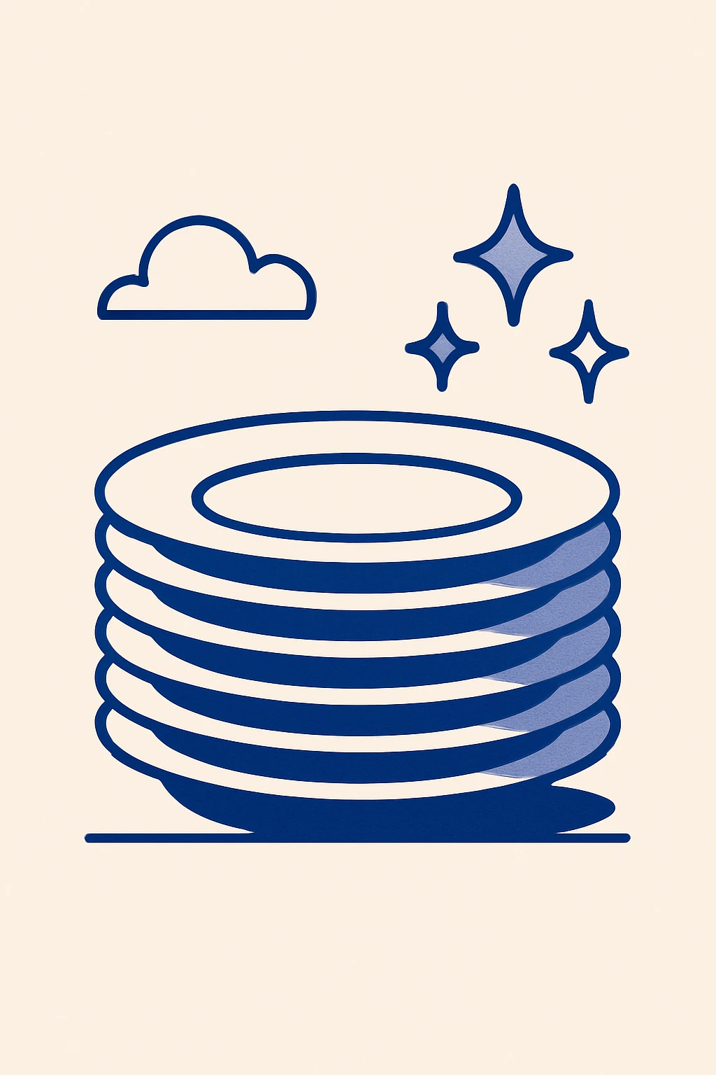 stack of sparkling clean plates, clear and simple illustration emoji