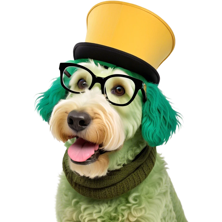 Golden doodle looking stupid emoji