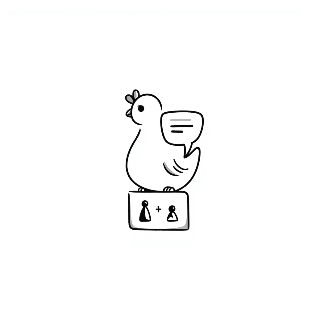 playful dove with a chat bubble, game-like setting emoji