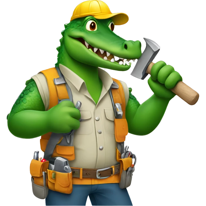 Tradie crocodile holding a hammer  emoji