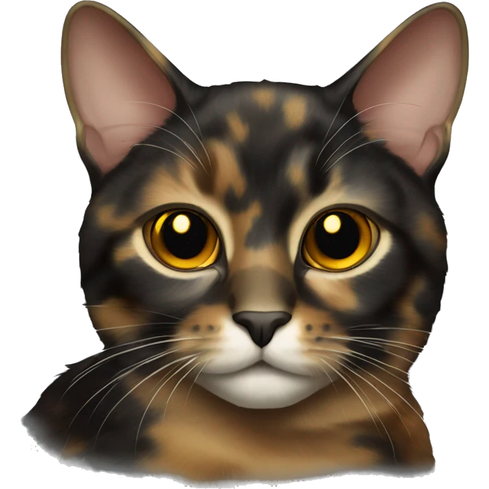 tortoiseshell cat with gold eyes emoji