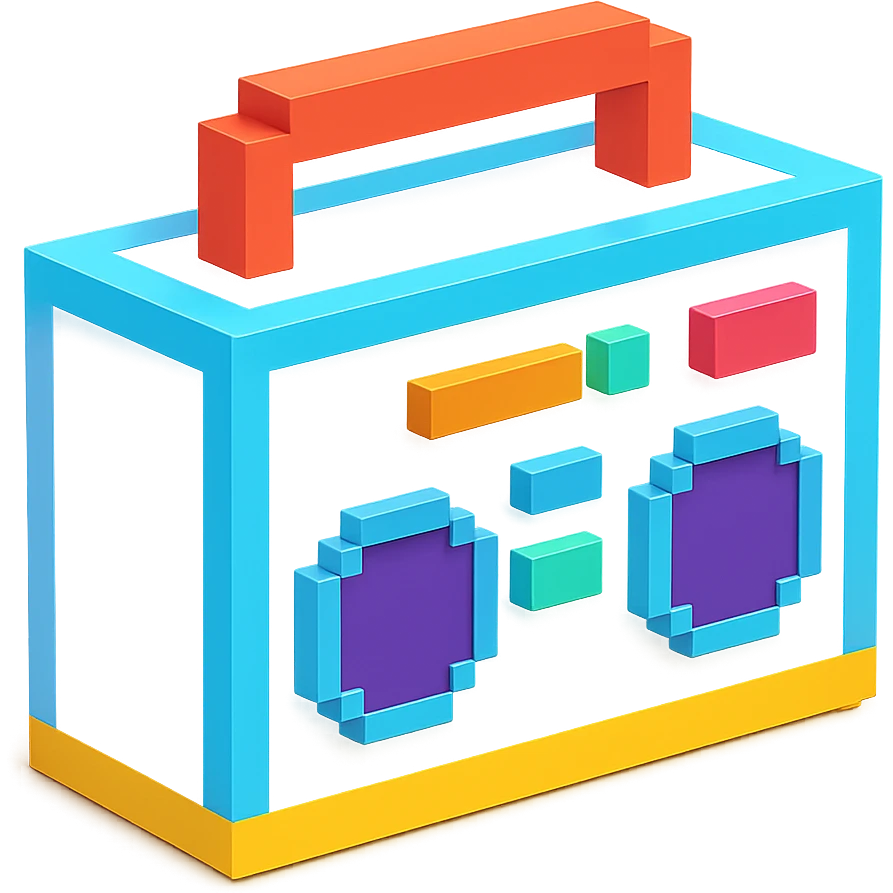 сделай белый святящейся бумбокс, no background emoji