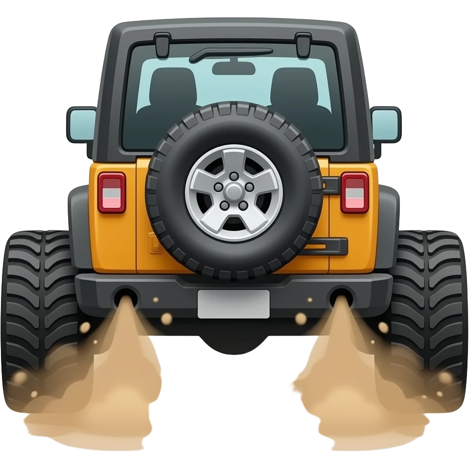 A off road jeep with dust from the back tiers emoji