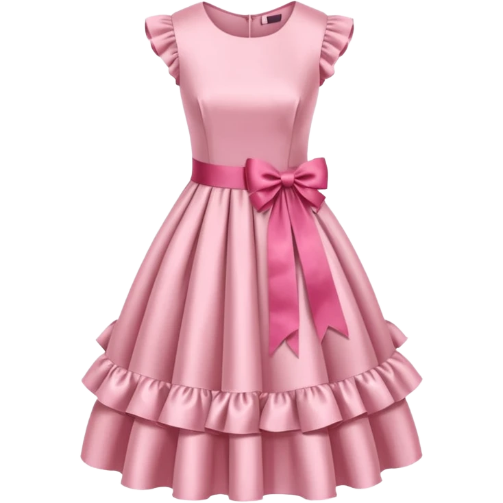 satin soft pink dress with ruffle and with ribbon emoji