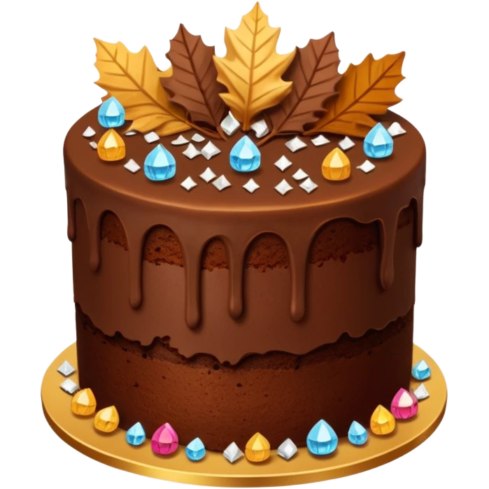 Two layer autumn cake adorned with overflowing raw crystals & leaves  emoji