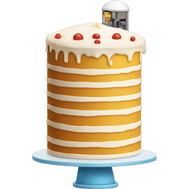 a tall round cake with an elevator emoji