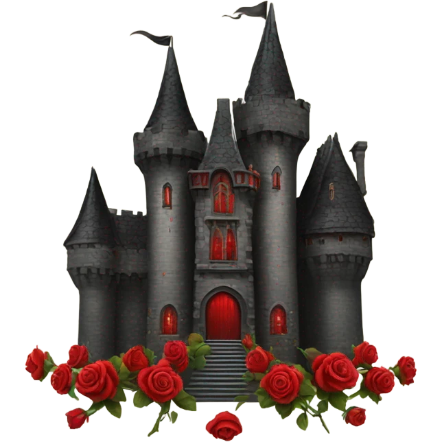 Black and red gothic castle with roses emoji