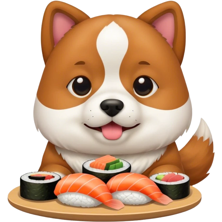 Dog eating sushi emoji