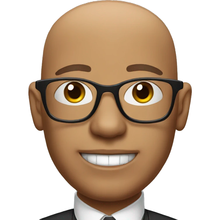 bald man in glasses portrait with dog emoji