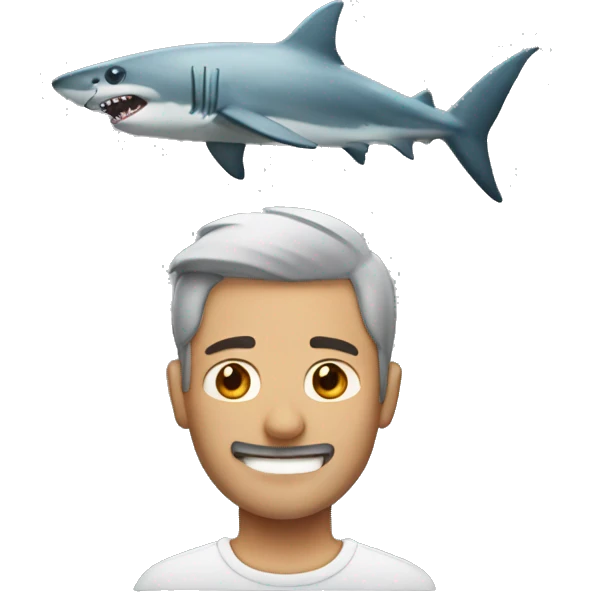man with shark on head emoji