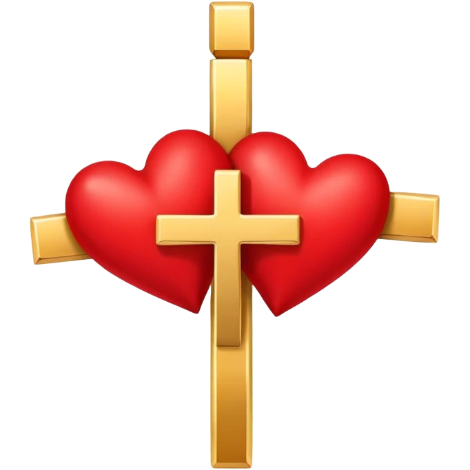 Two red hearts united by a gold cross  emoji