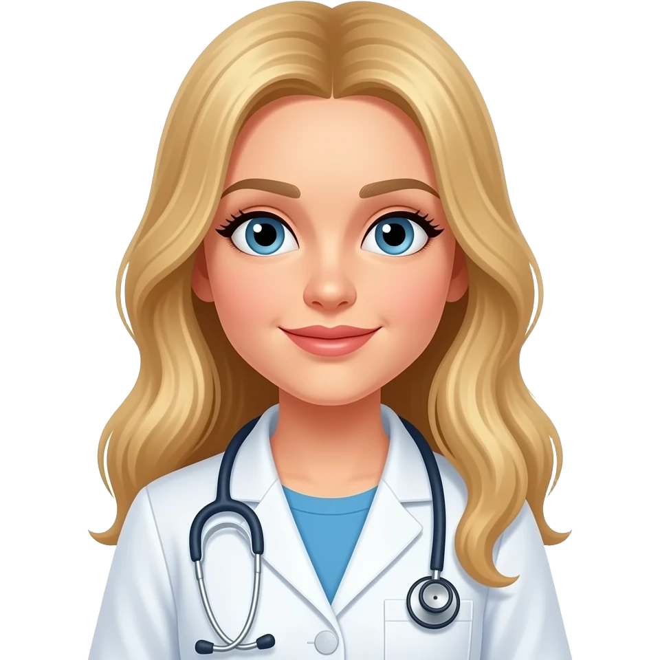girl doctor long hair blonde emoji