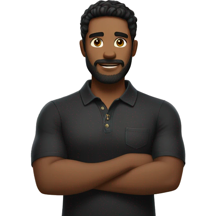 Man with black hair and thin beard, wearing a black polo shirt and jeans, making jewelry, 8k Pixar style. emoji