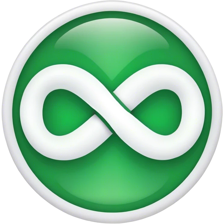 Circulo blanco el símbolo infinito en la parte de arriba color verde y en la parte de abajo las letras "LIVEGOOD" emoji