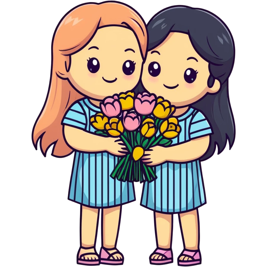 happy girls outdoors together emoji