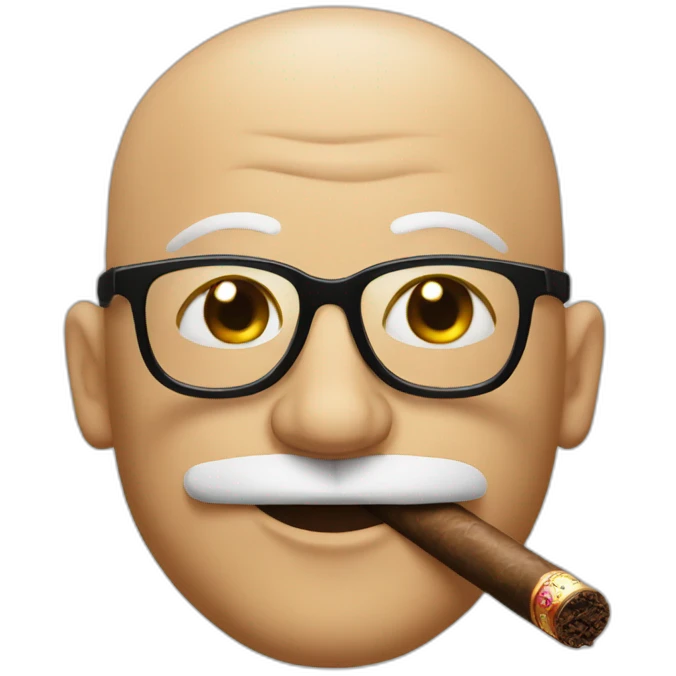 bald man with sunglsses smoking a cigar emoji