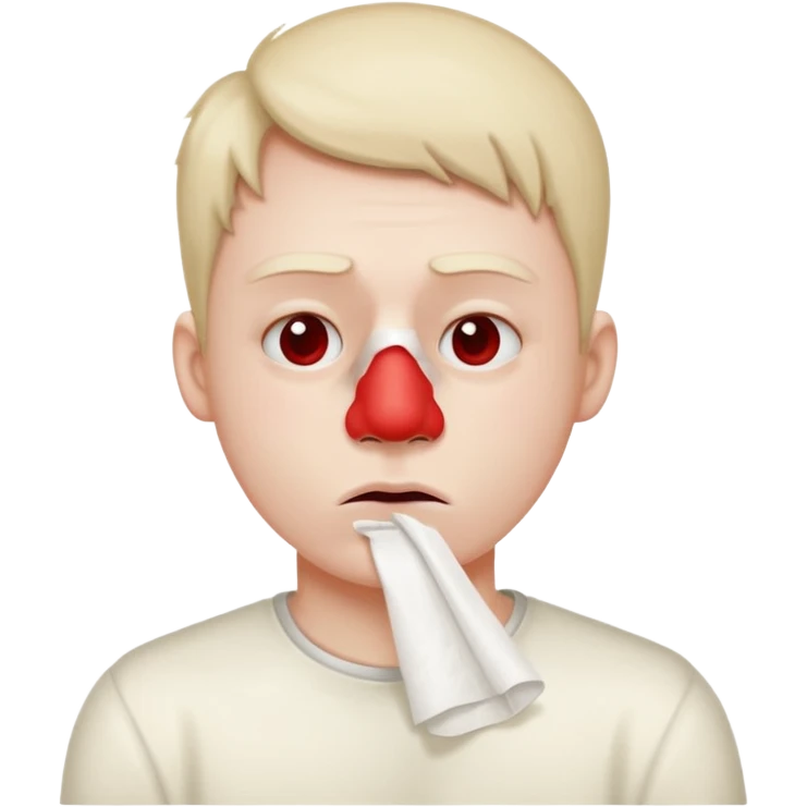 sick person with tissue on nose, fever and red nose. emoji