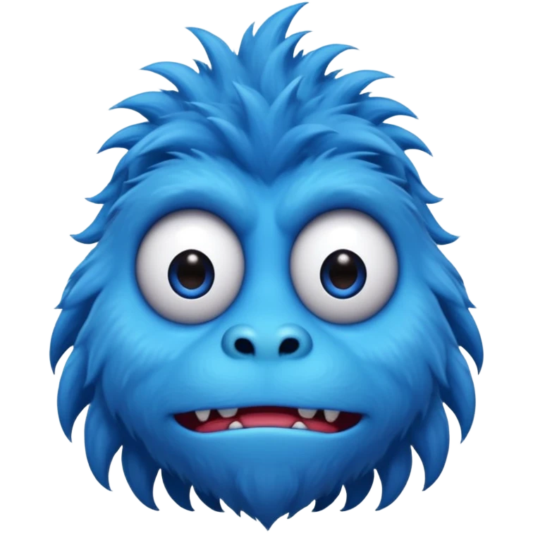 A skinny and lanky tall blue furry monster with a slightly triangular head put the top having a small curve going inward  emoji