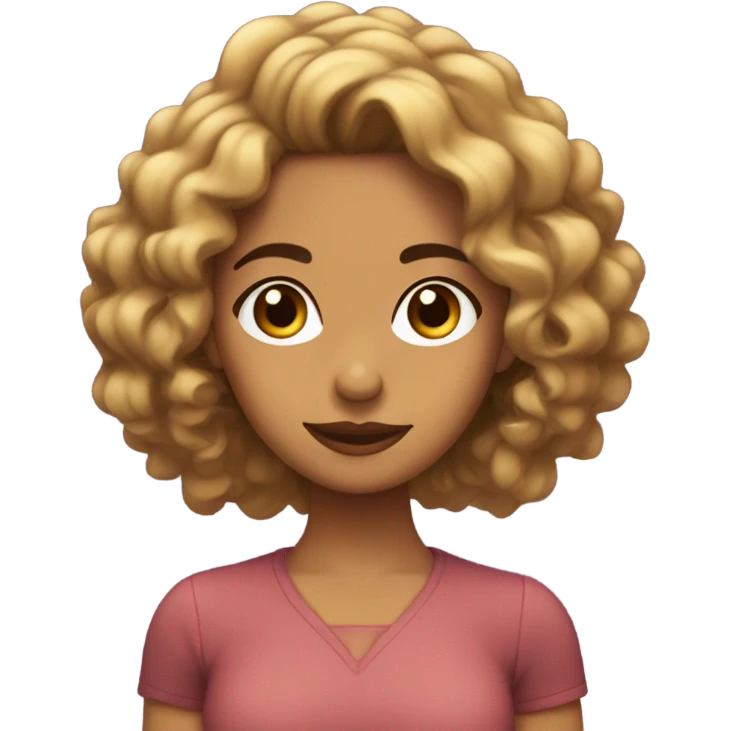 Chica morena con pelo marrón rizado abundante  emoji