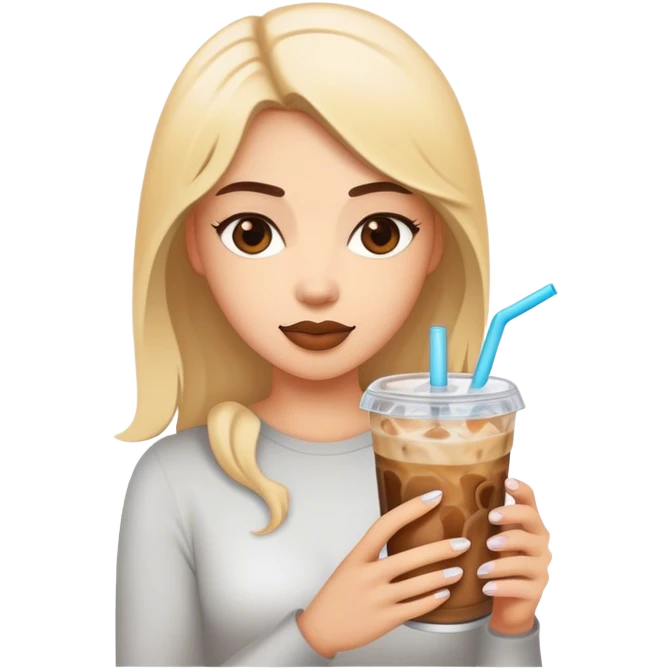 Muchacha con un iced coffee  emoji