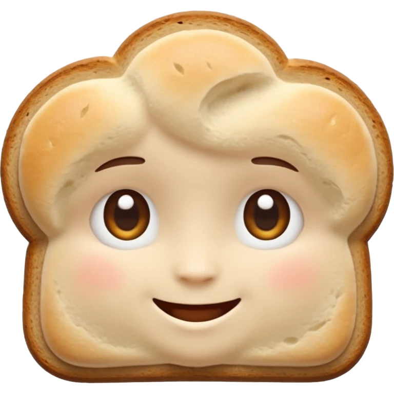 Friendly bread emoji avatar, cute and minimalistic style, warm eyes and gentle smile, flat design, soft shapes, clean modern look, highly recognizable at small sizes, centered composition, transparent or solid background, app icon quality. emoji
