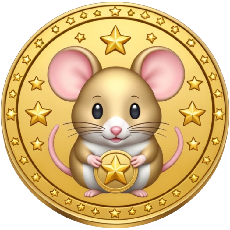 Mouse coin with stars around it, gilded style, only gold
 emoji