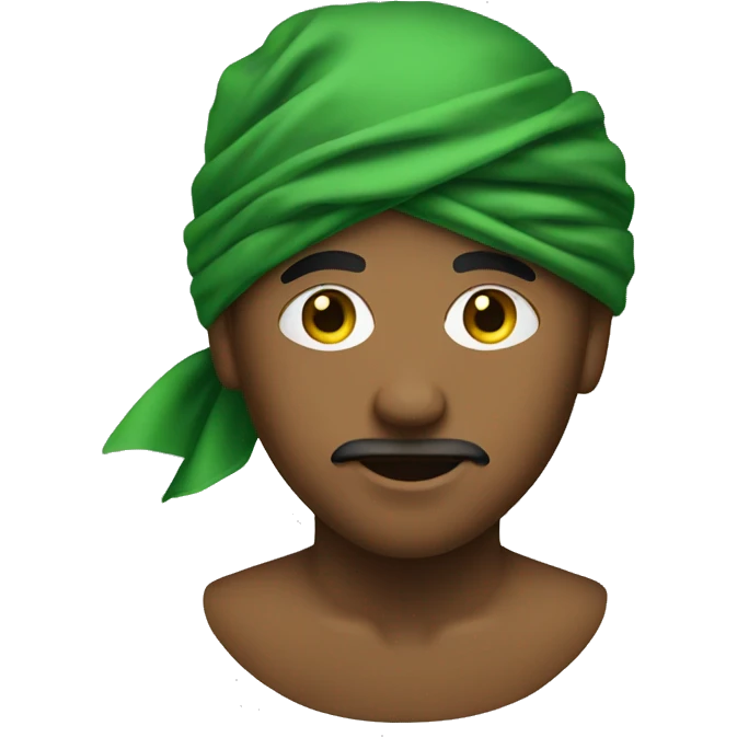 a person with a green bandana on his face emoji